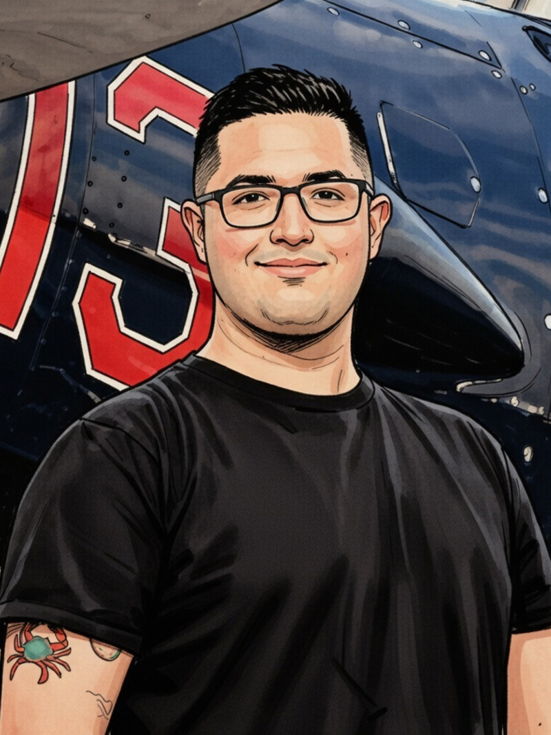 Sketch portrait of Carson Vasquez, Co-Founder and CTO of Kaizen AI Lab
